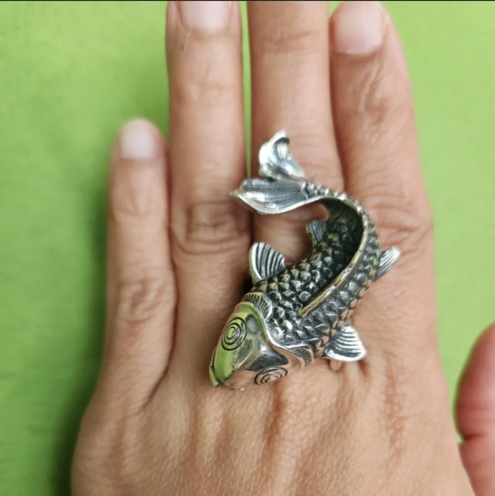 ⬇️FINAL $ DROP 925 sterling silver fish / koi ring - Picture 2 of 4